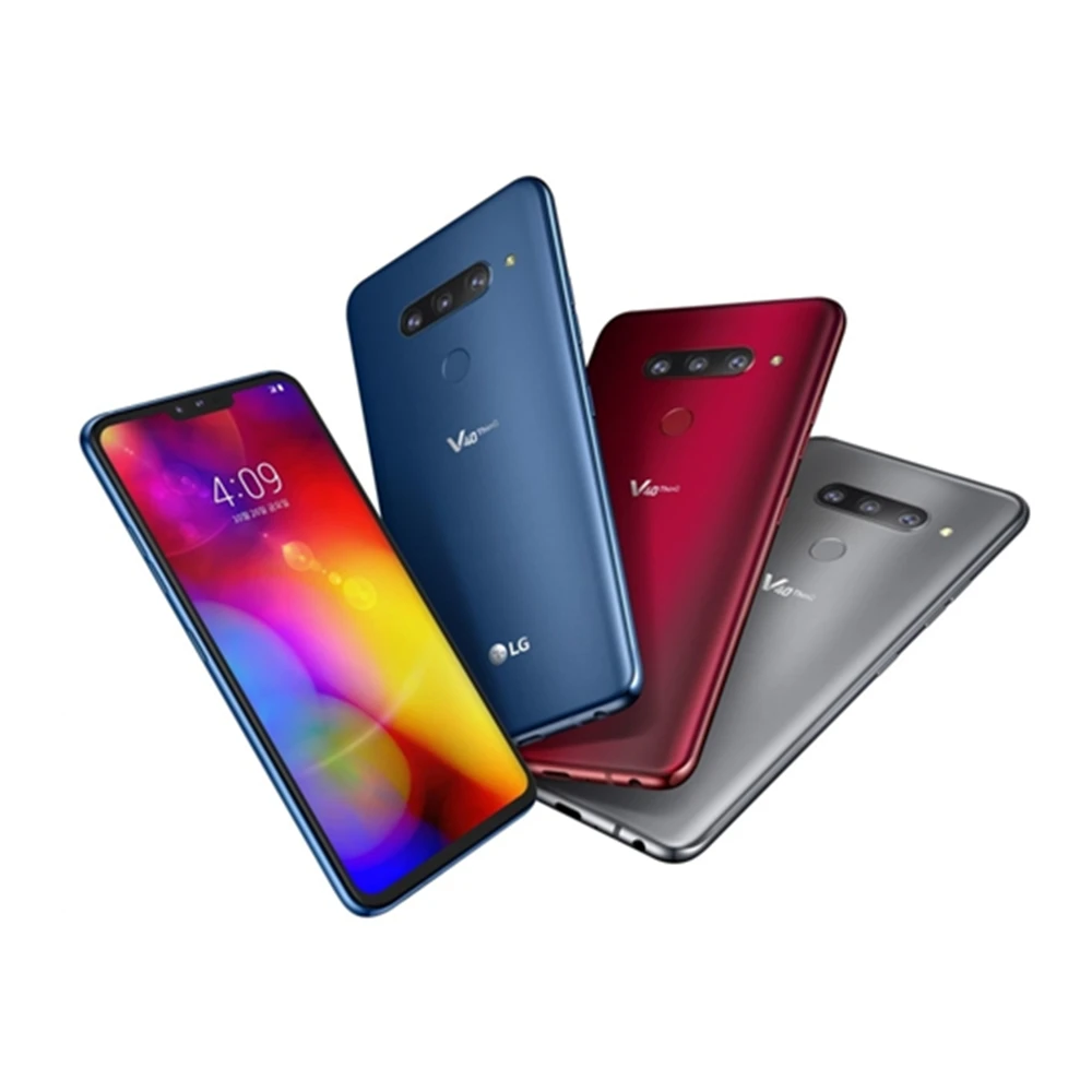 정품 언락 LG V40 ThinQ V405UA V409N, 6.4 인치, 6GB RAM, 64GB ROM, 16MP 트리플 카메라, LTE 단일 SIM 지문 휴대폰