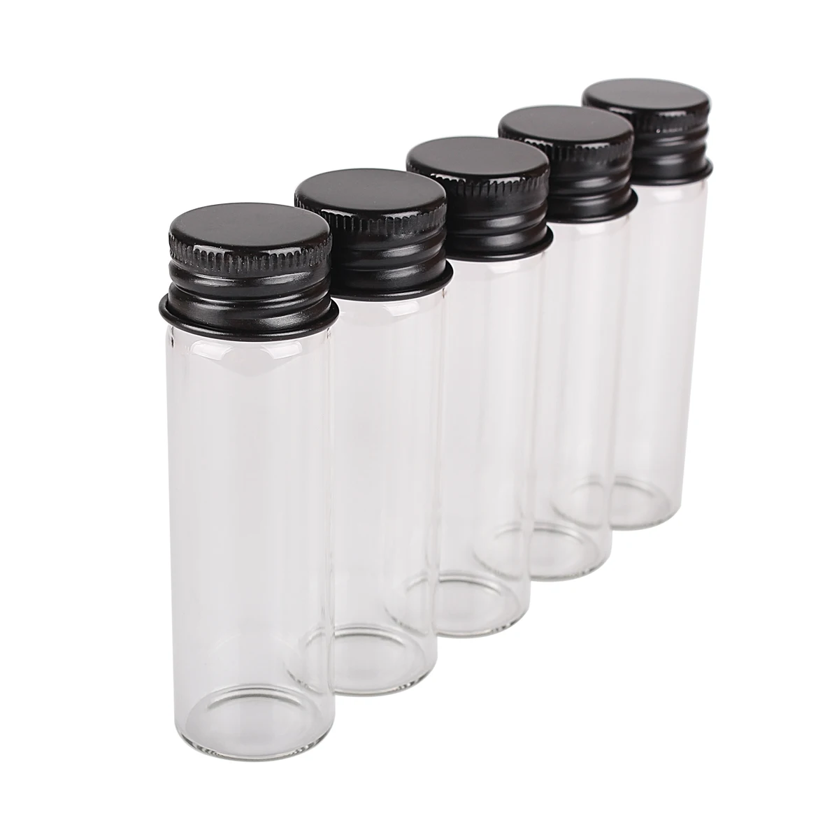 10pcs 18ml 22*70mm Glass Jars Message Bottles with Black Aluminum Lids Empty Glass Bottles glass vessels Spice Jars