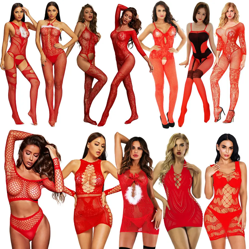 Sexy Lingerie Bodysuit Women\'s Underwear Fishnet Mesh Open Tights Christma Day sexy costume hot Erotic Lingerie Baby doll Teddie