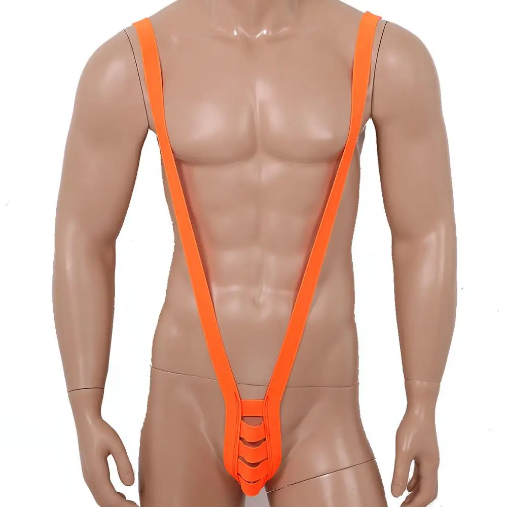 Mens Mankini Thong Sex Underwear Lingerie Hot Sexy Sex Costume One-piece Style Deep V-shaped Stretchy Exotic Suspender Bodysuit