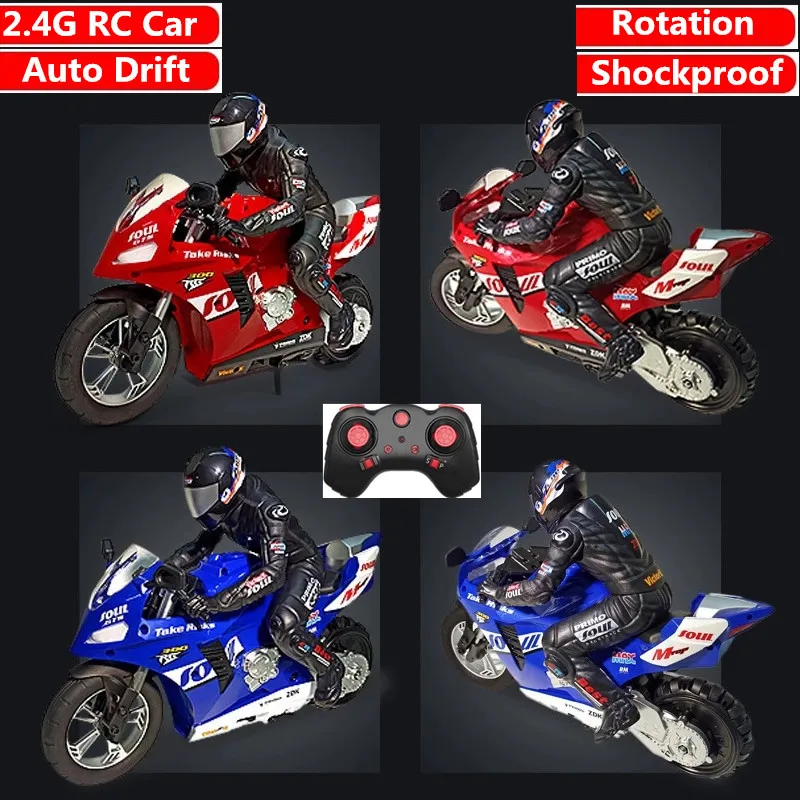 RC Stunt Motorcycl 3D หมุนพลิก2.4G รีโมทคอนโทรล Stunt Motorbike ความเร็วสูง Drift รถกันกระแทก Auto Balance ของเล่น