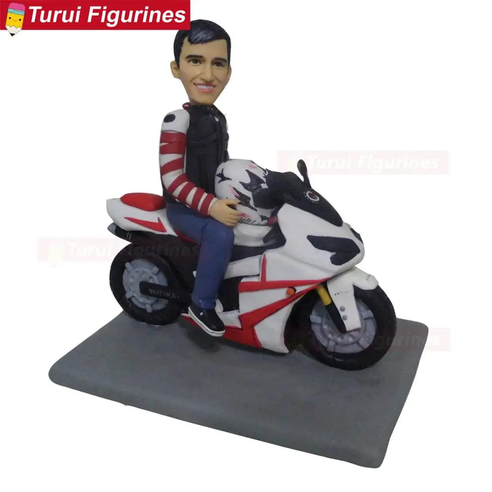 riding motorcycle cake toppers birthday Motorcycle Championship Souvenir sculpture dolls bobblehead figurines