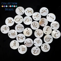 Natural 26 Letter White Shell Alphabet Spacer Beads for Jewelry Making DIY Handmade Pendant Necklace 15mm 10pcs