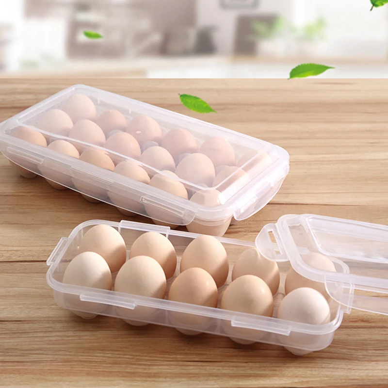 Egg Storage Box With Lid Kitchen Refrigerator Egg Box Egg Drop Rack Egg Storage Box Fridge Egg Organizer 10/18 Grid Egg Tray