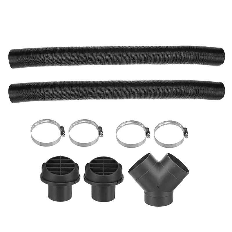 75mm Car Auto Heater Pipe Duct Y Piece Warm Air Outlet Vent Hose Clips Set for Parking Heater Webasto Eberspacher