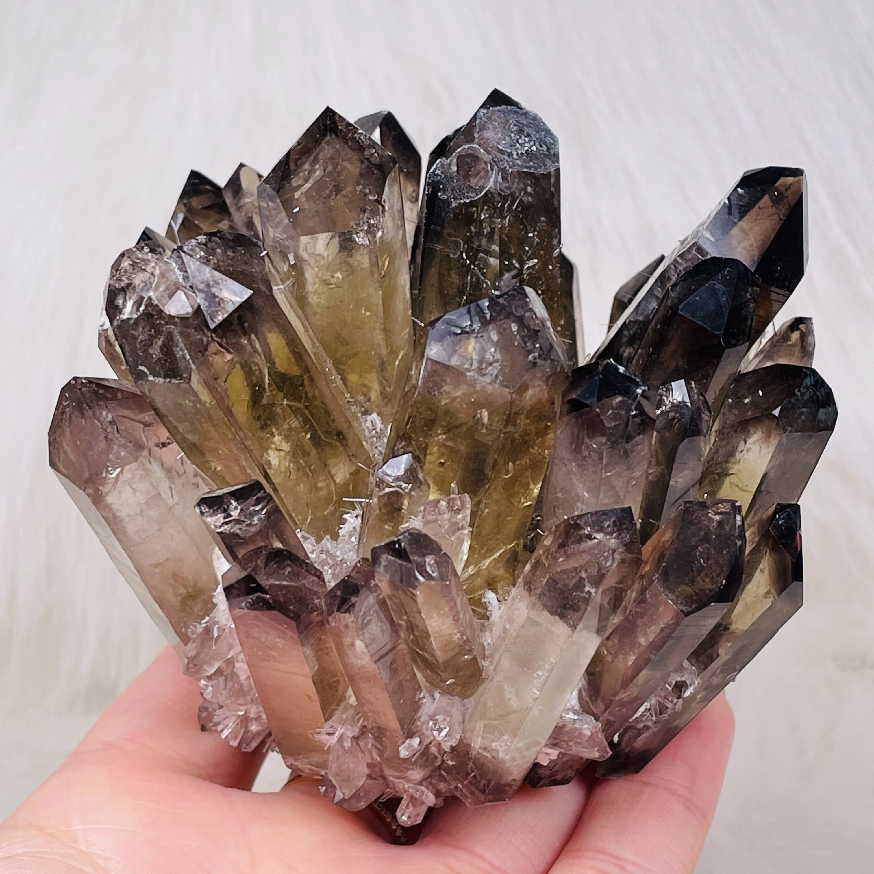 Natural Tea Crystal Cluster Mineral Specimen Smokey Quartz Healing Stones Home Decor