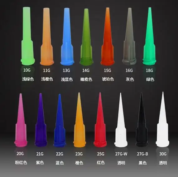 1000pcs/bag TT full plastic cone Angle type glue dispensing needle  tip with length 32mm many sizes tips