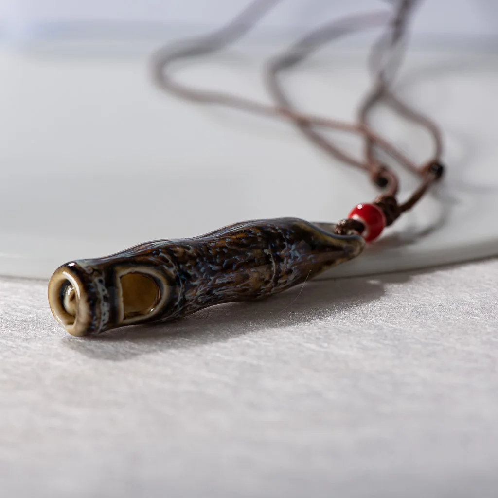 Ceramic Bamboo necklace with Whistle Pendant Children Gift retro accessory jewelry #FY528