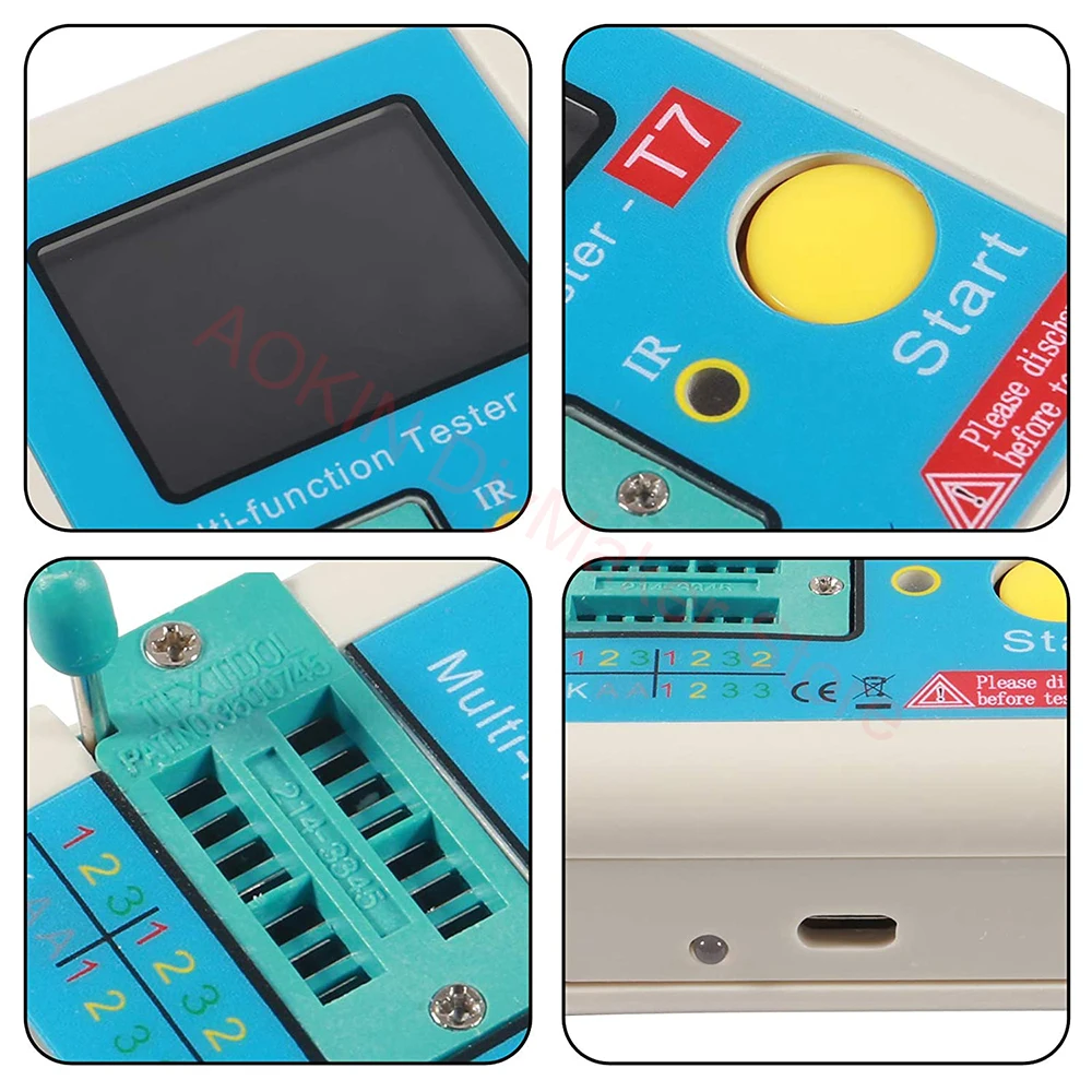 LCR-TC1 TCR-T7 Transistor Tester Multimeter TFT LCD Display ESR Dioda Triode Kapasitansi Resistor Meter NPN MOSFET Multimeter