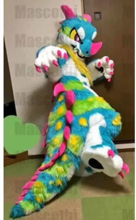 Professional Mascot Studio All Sizes Colorful Dragon Fursuit Mascot Costume Cosplay Dress Halloween Carvinal Performance