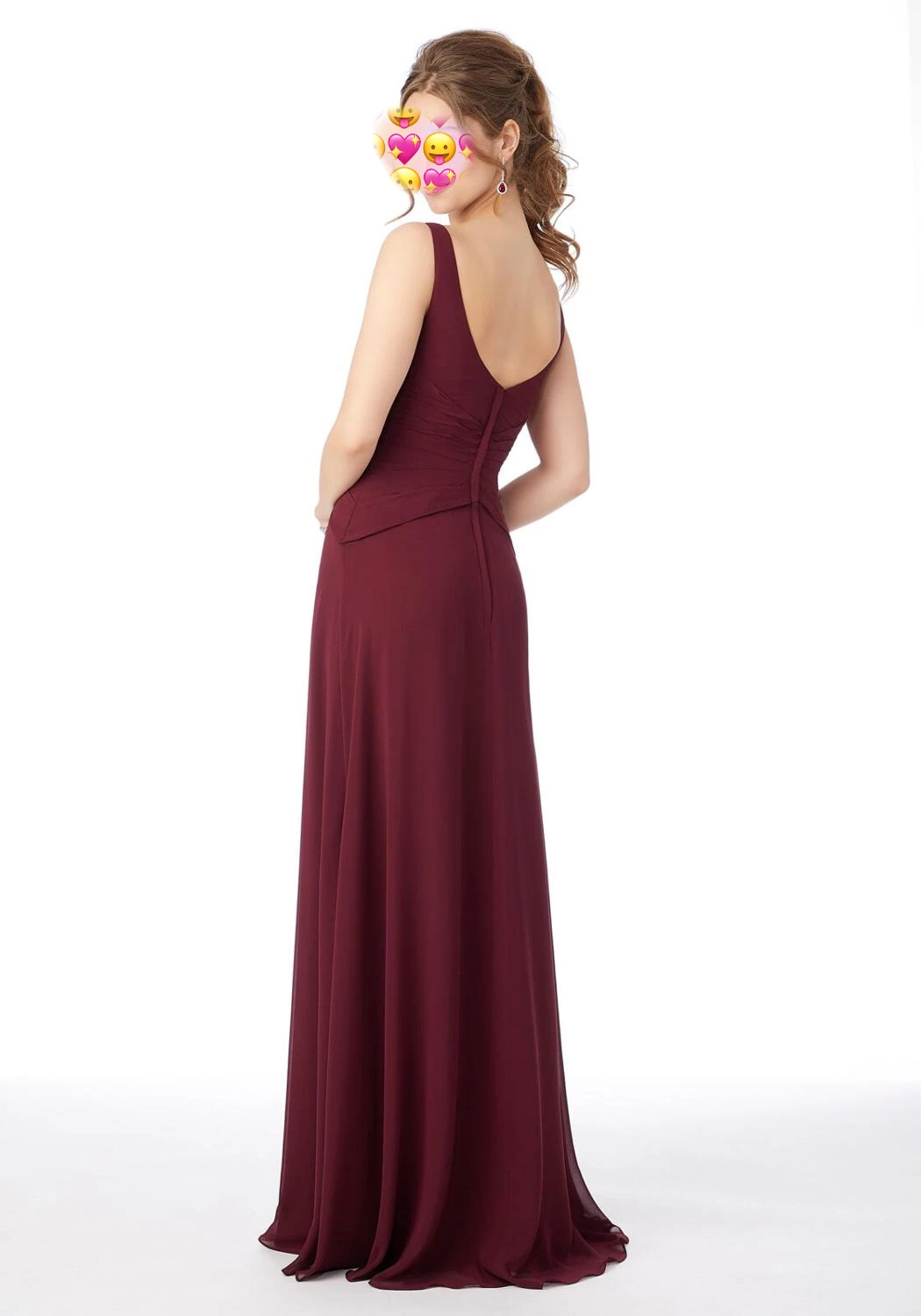 เซ็กซี่ V คอชุดเจ้าสาว A-Line Burgundy ชีฟองผู้หญิงอย่างเป็นทางการ Gowns สำหรับงานแต่งงาน2020