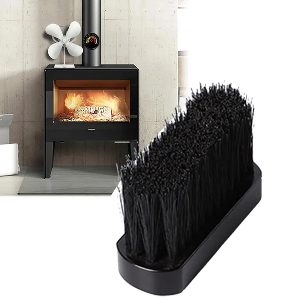 Fireplace Cleaning Brush Black Wooden Handle 11*3.3*1.3cm Round Brush Head Fireplace Fire Hearth Fireside Brushes Tool