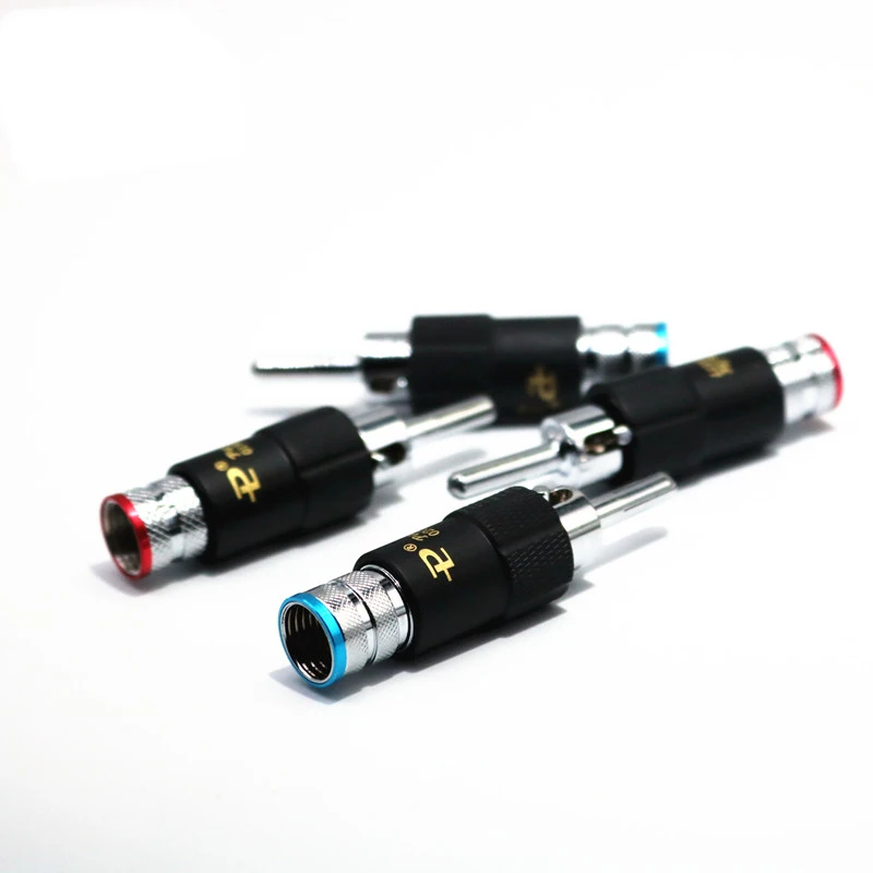 HIFI 4pcs/lot New Brass Banana Plug with Lock Palic Plug Speaker Cable Speaker Amplifier Connector for DIY RCA speaker cable
