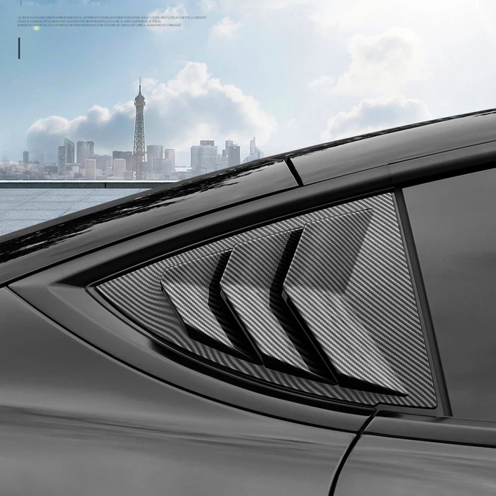 

Car Accessories for Tesla Model Y 2020 2021 ABS Carbon Fiber Look Rear Window Louvers Shutters Blinds Cover Trim