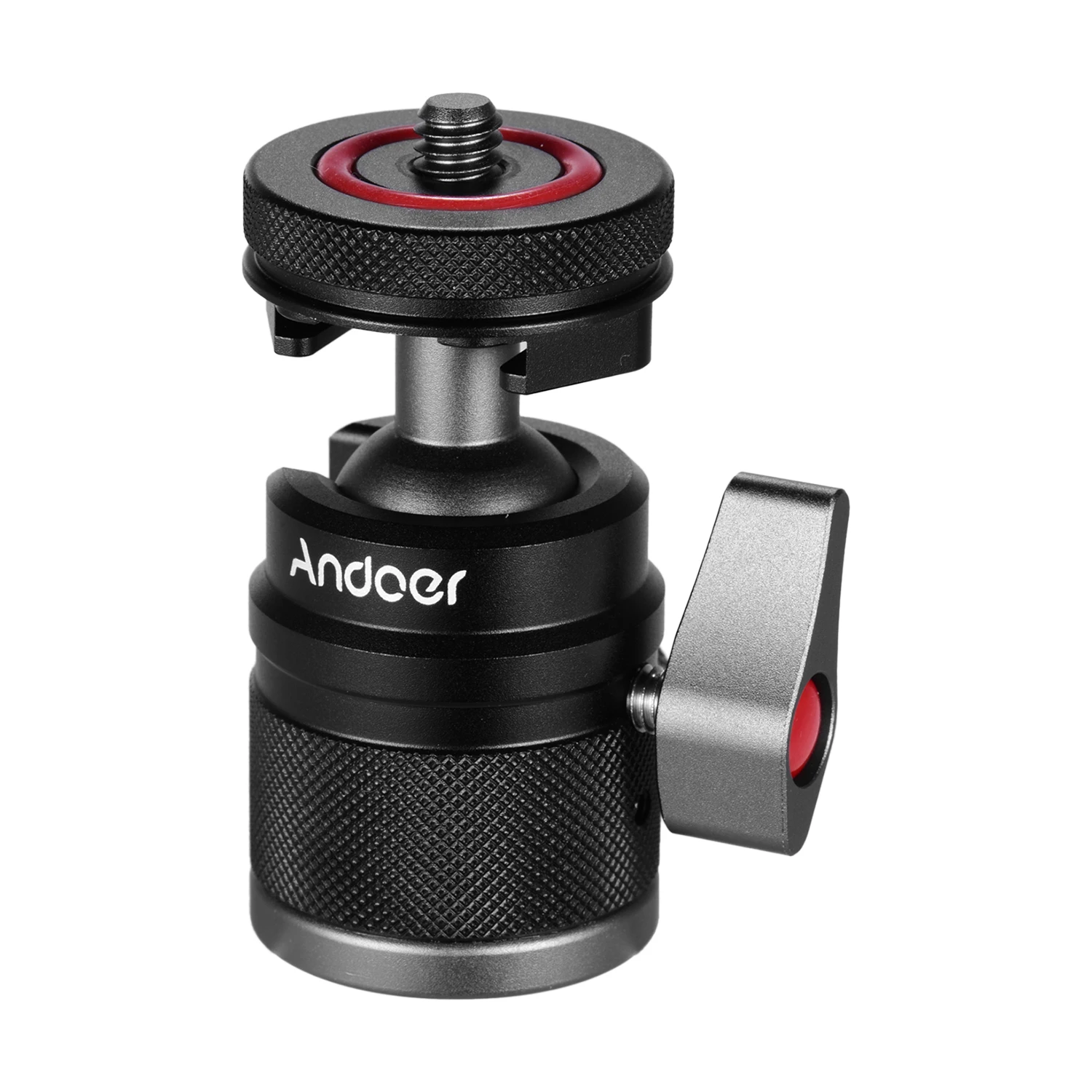 Andoer 2 in 1 Ball Head Dual Use with 1/4 Screw Mount 360° Aluminum Alloy for Camera Phone Holder Speedlite Tripod Selfie Stick