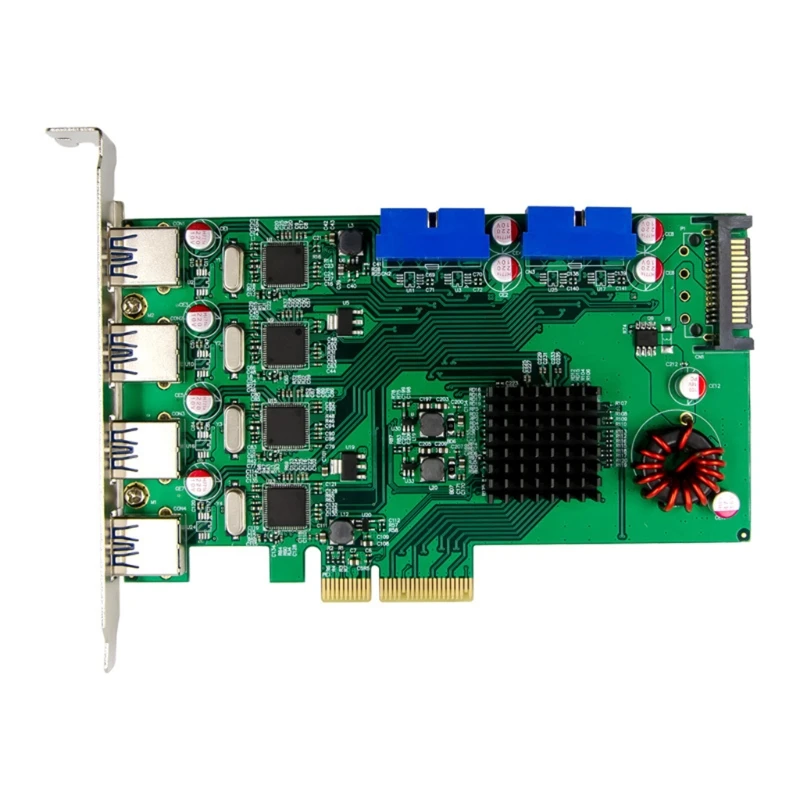 

PCI-Express X4 USB Adapter Card P17C9X2G 8 USB 3.0 Ports TYPE-A Expansion 8 Channels Industrial Control for SSD HDD Case