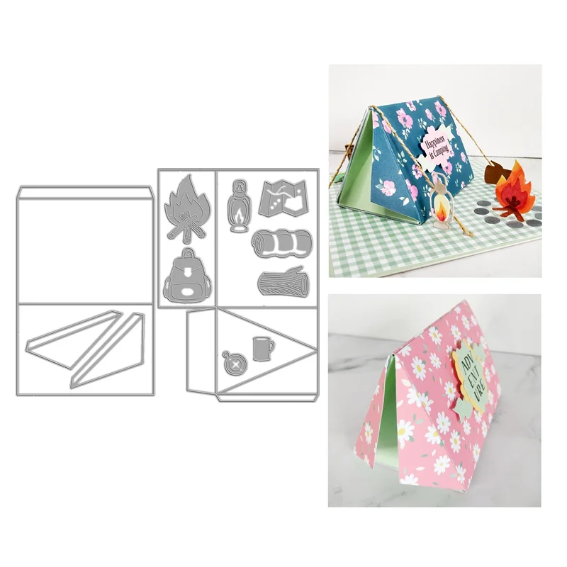 Christmas Summer Tent Bag Gift Box Pocket Metal Cutting Dies Set Scrapbooking Embossing Frame Card Craft Easter stamp Birthday