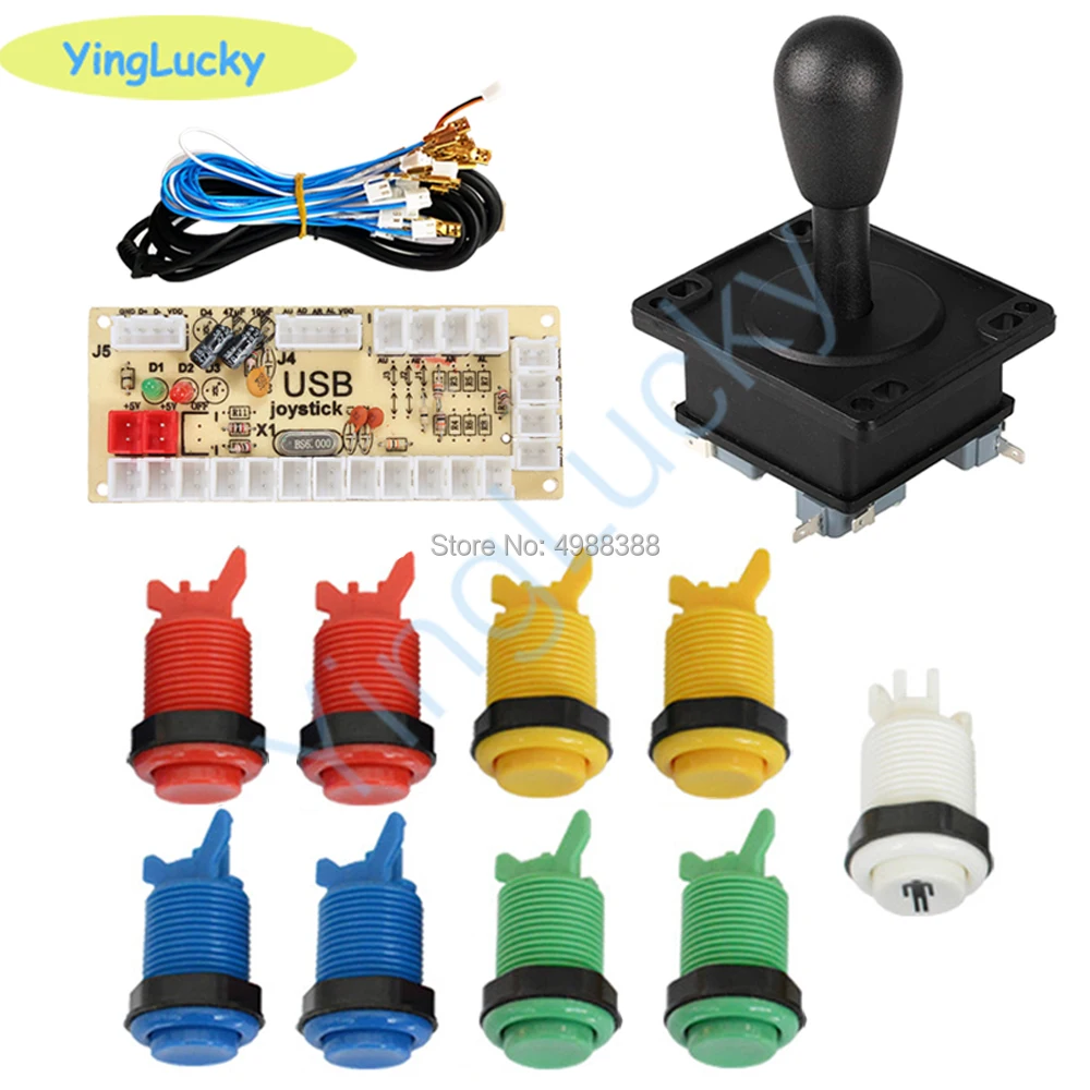 2 игрока аркадный Набор DIY Kit Zero Delay USB энкодер, джойстик в американском стиле 28 мм кнопочная Кнопка PC Mame Raspberry pi 1 2 3