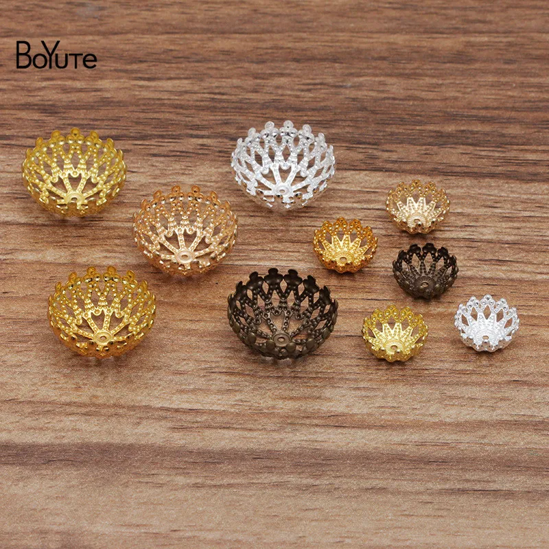 BoYuTe (100 Pieces/Lot) 12MM 20MM Metal Brass Filigree Flower Bead Caps Diy Hand Made Jewelry Findings Components