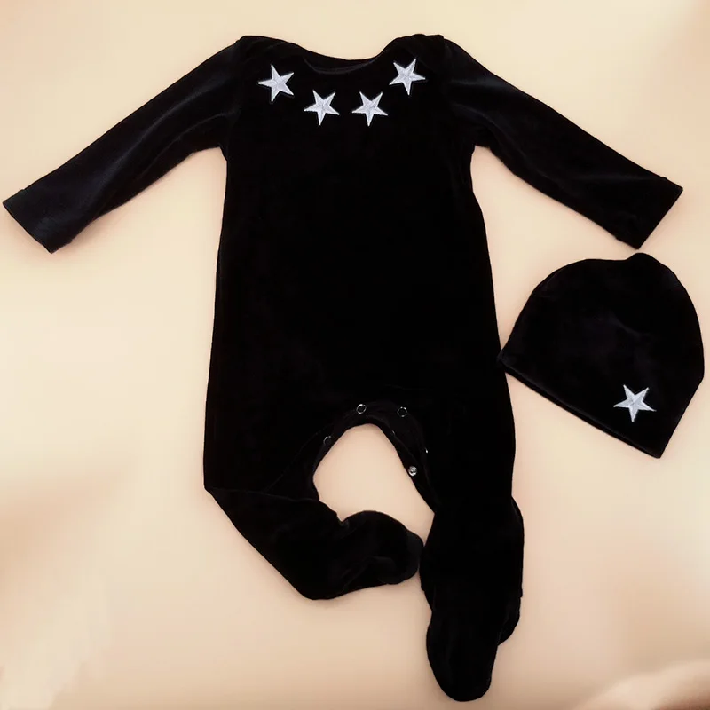 Newborn Baby Boy Girl Clothes 0 3 months Star Velvet Footies Outfit Autumn Winter Long Sleeves Baby Romper Toddler Fall Ropa