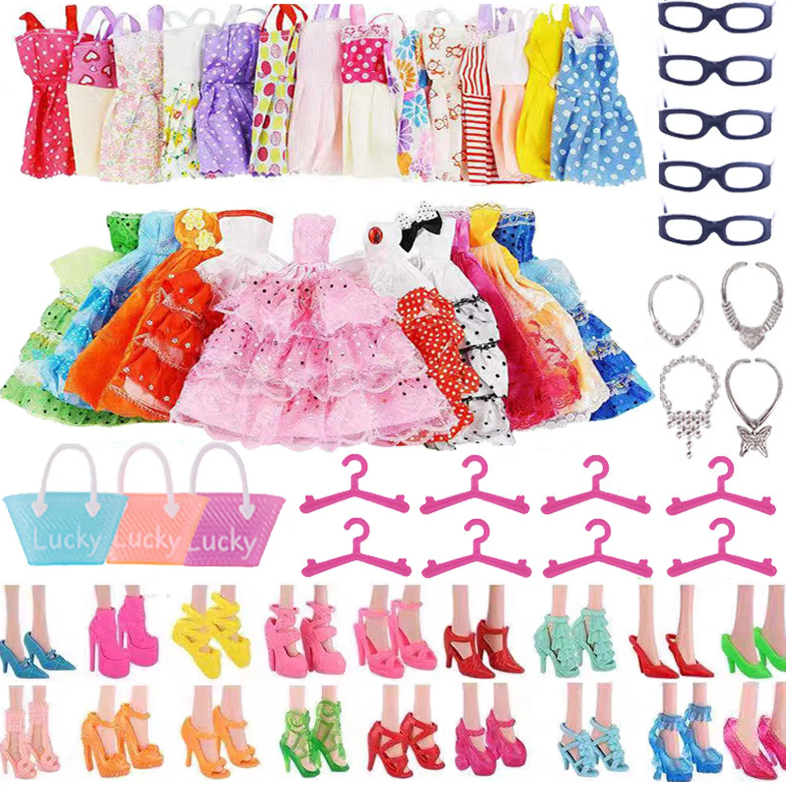 Barbies Doll Clothes Accessories for Barbies Doll Shoes Mini Dress Handbags Crown Hangers Glasses For Barbies Doll&1/6 BJD Blyth