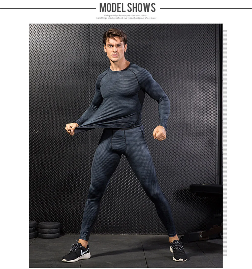 New Winter Men's Ski Thermal Underwear Sets Quick Dry Anti-Microbial Stretch Men Compress Underwear Male Warm Long Johns Fitnes