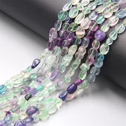 31 Types de perles de pépites irrégulières en Fluorite naturelle, petites perles de Quartz plates violettes ovales pour la fabrication de bijoux, décor de bricolage