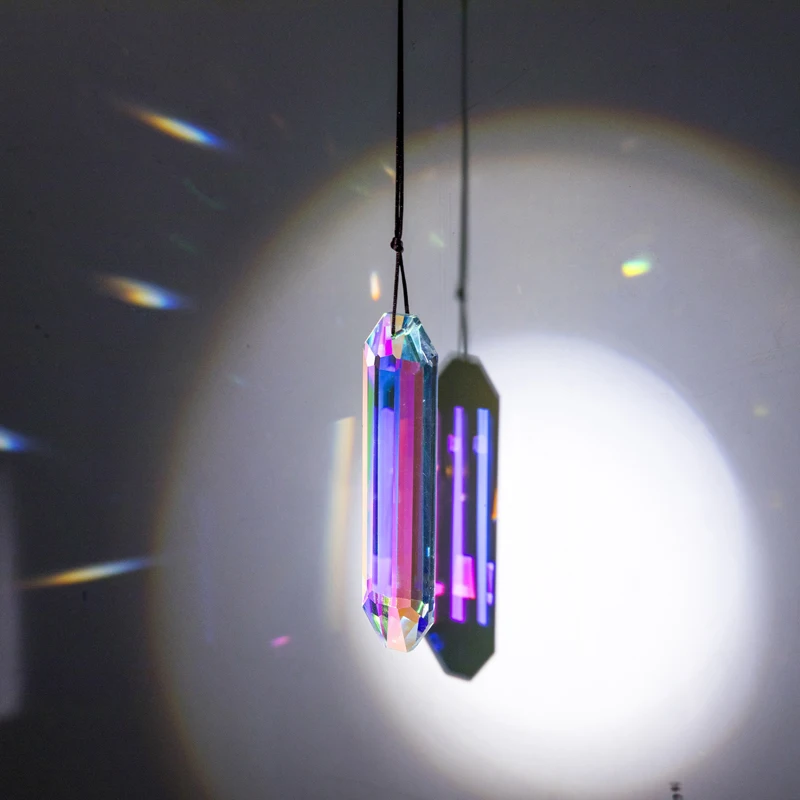 H&D Rainbow Maker Hexagonal Bar Chandelier Suncatcher Crystal Glass Prism Pendant DIY Accessories Christmas Tree Ornament