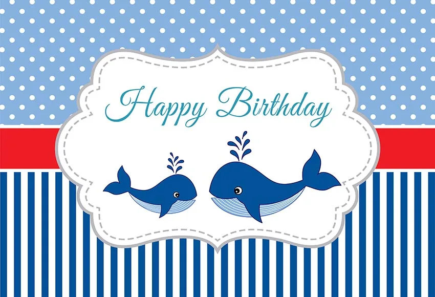 Mehofond Boy Happy Birthday Party Backdrop Blue Whale Dots Photography Background Props Photo Wallpaper Photozone Banner