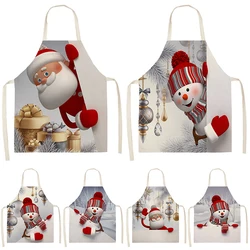 New Year Snowman Pattern Christmas Apron Home Cooking Kitchen Decoration Apron Adult Antifouling Bib Christmas Decorations