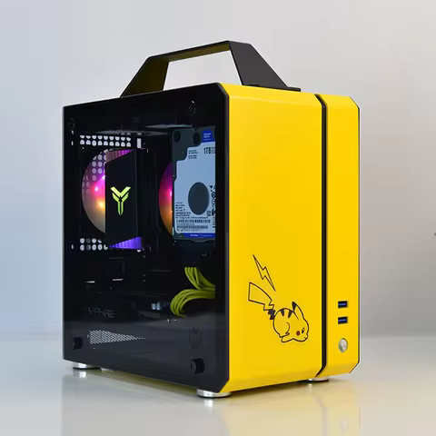 Caja de ordenador portátil con vidrio templado, chasis de escritorio Mini ITX, C24 Sugar Cube Master Air y TypeC