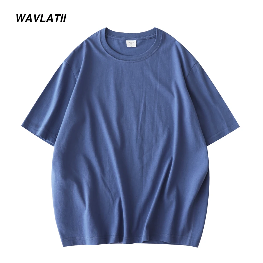 WAVLATII New Men Cotton T shirts Male Dark Green Short Sleeve Summer Solid Casual Tees Tops for Men WMT2101