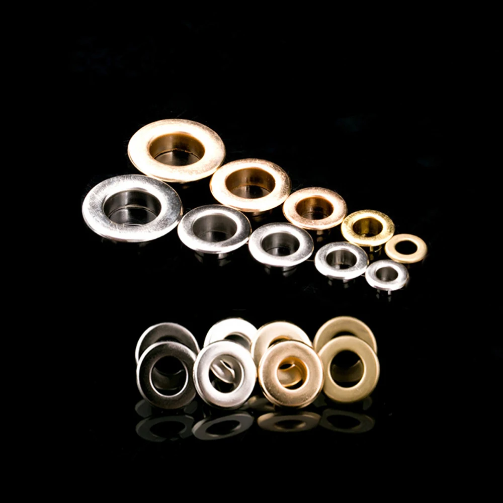 50pcs 8/10/12/14/15mm Brass Eyelets Flat Antirust with Washer Leather Craft Clothing Repair Grommet