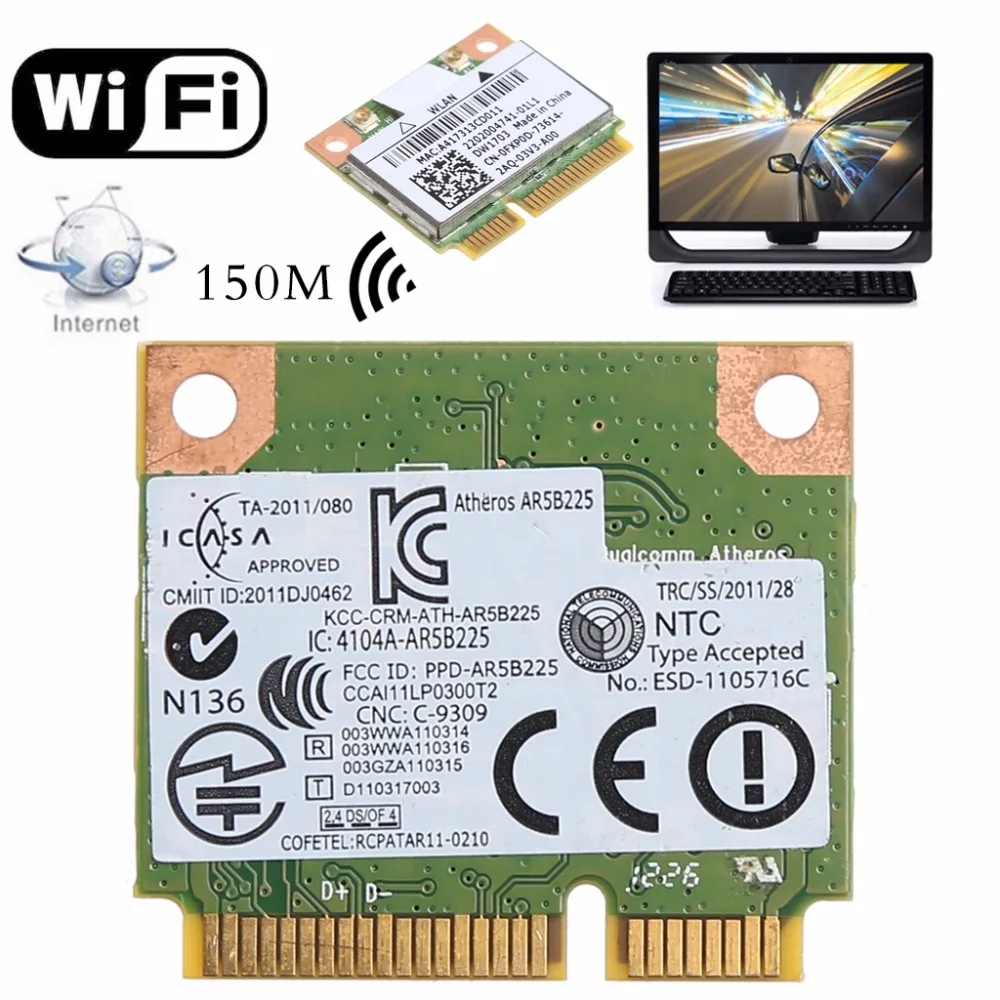 

Bluetooth-compatible V4.0 Atheros AR5B225 WiFi Wireless Half Mini PCI-E Card 802.11 for Window 7 8 8.1 10 Dropship