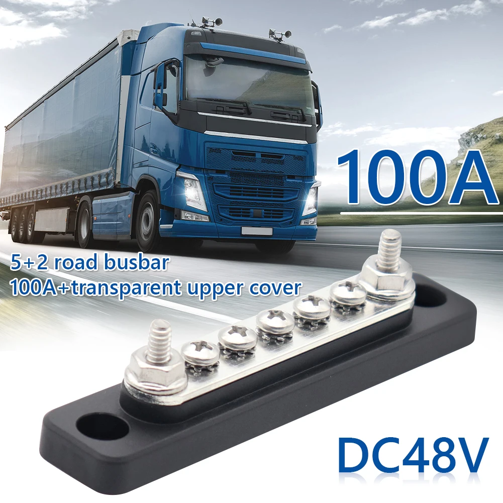 Bus Bar for Truck Boat RV 48V 100 150 Amp Busbar Buss Bar with Clear Transparent Marine Power Distribution Terminal Block