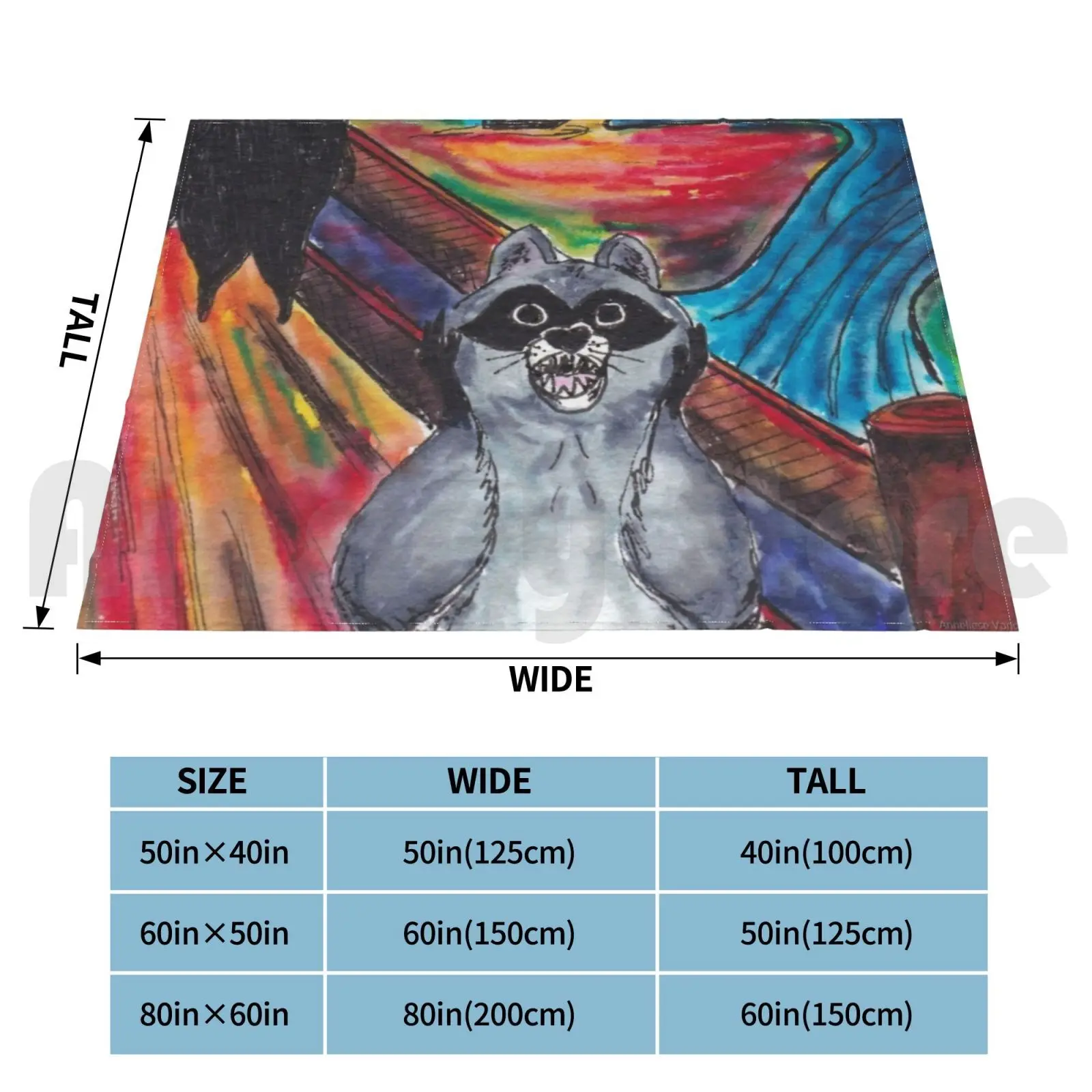 Rosie Screams Blanket Fashion Custom 1195 Anney1979 Anva Raccoon Trash Panda Animals The Scream Colorful