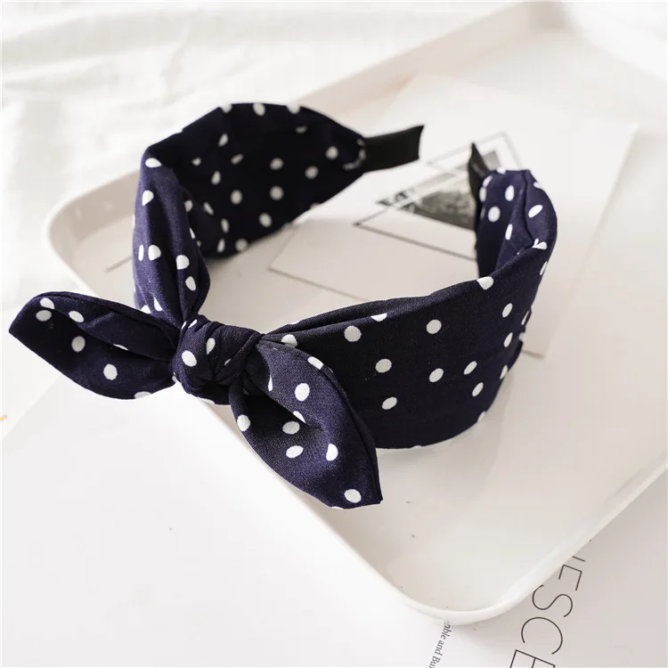 Fashion Hair Bands Dot Leopard Print Wide Headbands Fabric Hair Clip Rabbit Bows Designer Hair Hoop  for Hair Women Young Girls