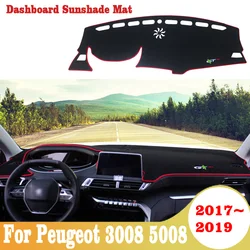 Car Dashboard Avoid Light Pad Instrument Platform Desk Cover Mats Carpets For Peugeot 3008 5008 2017-2019 Accessories