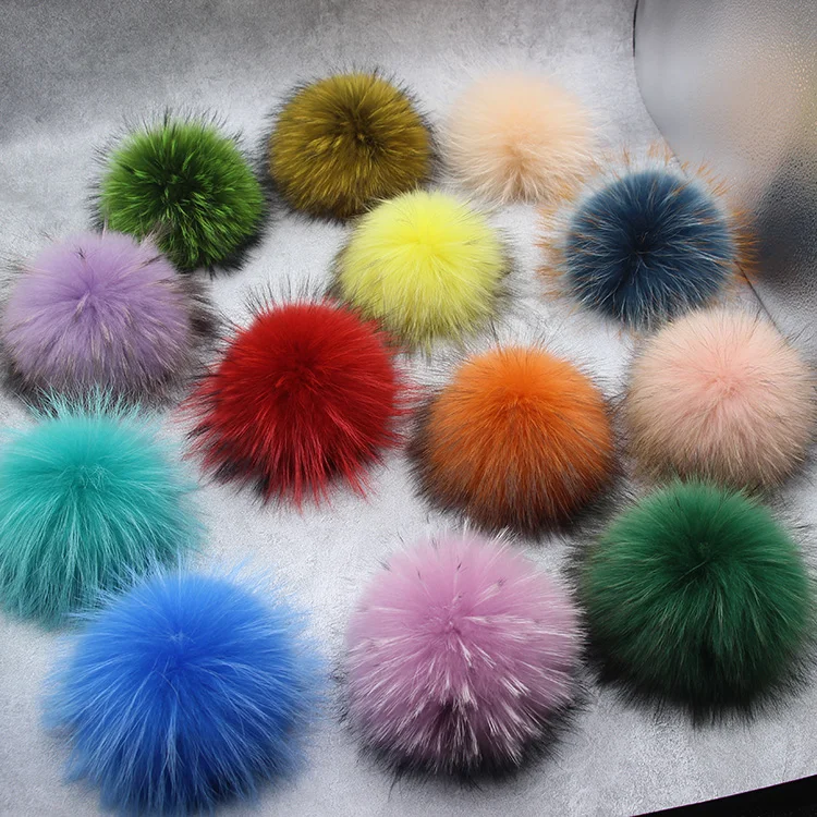 2pcs/lot Big 15cm DIY Real Fox Fur Pompoms Raccoon Fur Pom Poms Balls Natural Fur Pompon For Hats Bags Scarves Accessories