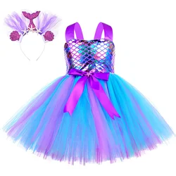 Girls Mermaid Dress Kids Birthday Party Dresses Little Mermaid Princess Costumes for Halloween New Year Party Dresses KidsOutfit