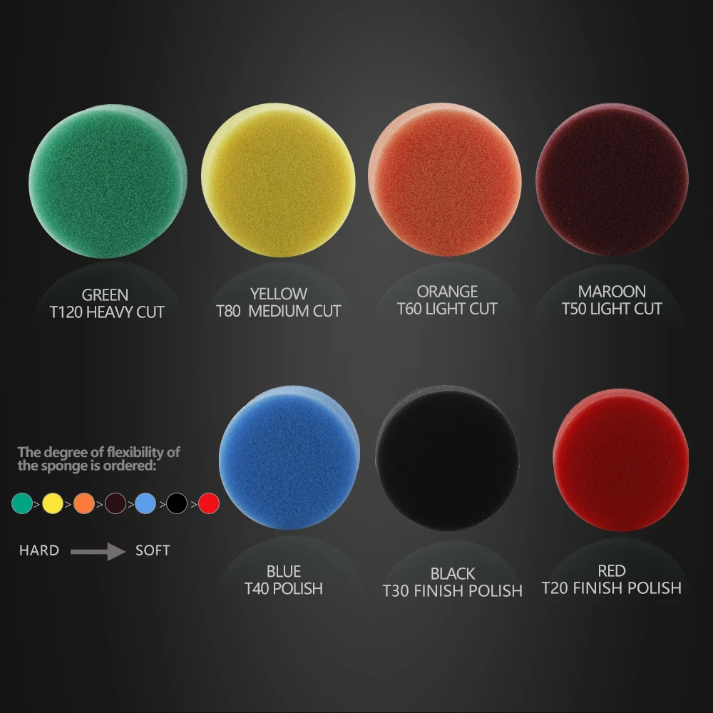 SPTA 2 inch(50mm) Sponge Polishing Pad Flat Buffing Polish Pad Detail Sponge Polish Pad Self-adhesive Polishing Car Waxing Pad