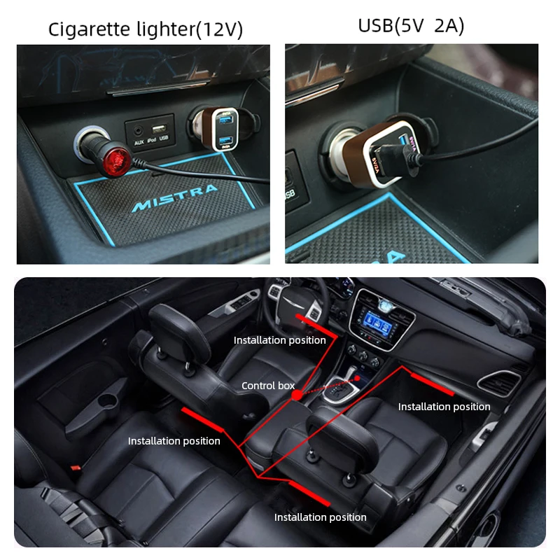 LED Car Foot Light Ambient Lamp With USB Wireless Remote Music Control Multiple Modes Automotive Interior Decorative Lights