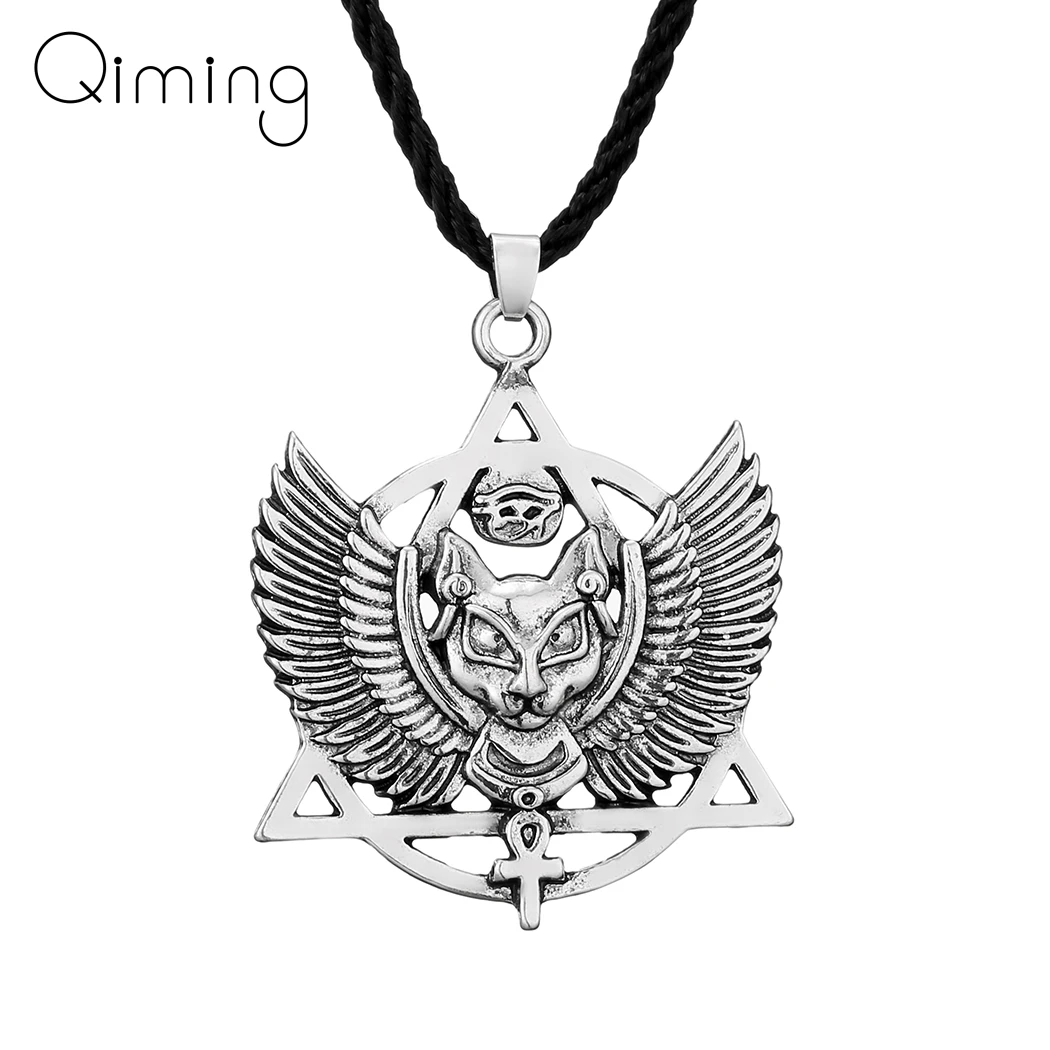 New Bastet Egyptian God Cat Necklace For Women Men Egyptian Ancient Jewelry Amulet Ankh Pendant Necklaces Bijoux Femme