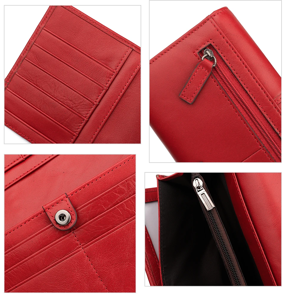Lange Damen-Geldbörse aus echtem Leder, RFID-Trifold-Multi-Kreditkartenhalter, Schlitz mit Handytasche, luxuriöse Damen-Geldtasche – Detail 13