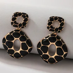 Boucles d'oreilles géométriques à imprimé léopard pour femmes, bijoux vintage, carré, trucs sympas, personnalité, mode bohème, tendance, nouveau, 2021