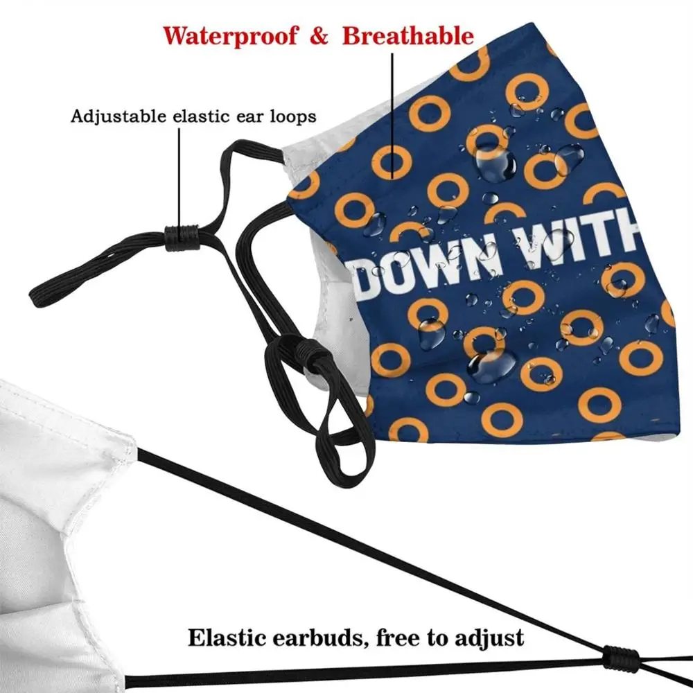 Phish-Down With Disease Custom Pattern Washable Filter Pm2.5 Adult Kids Mask Phish Jam Band Donut Pattern
