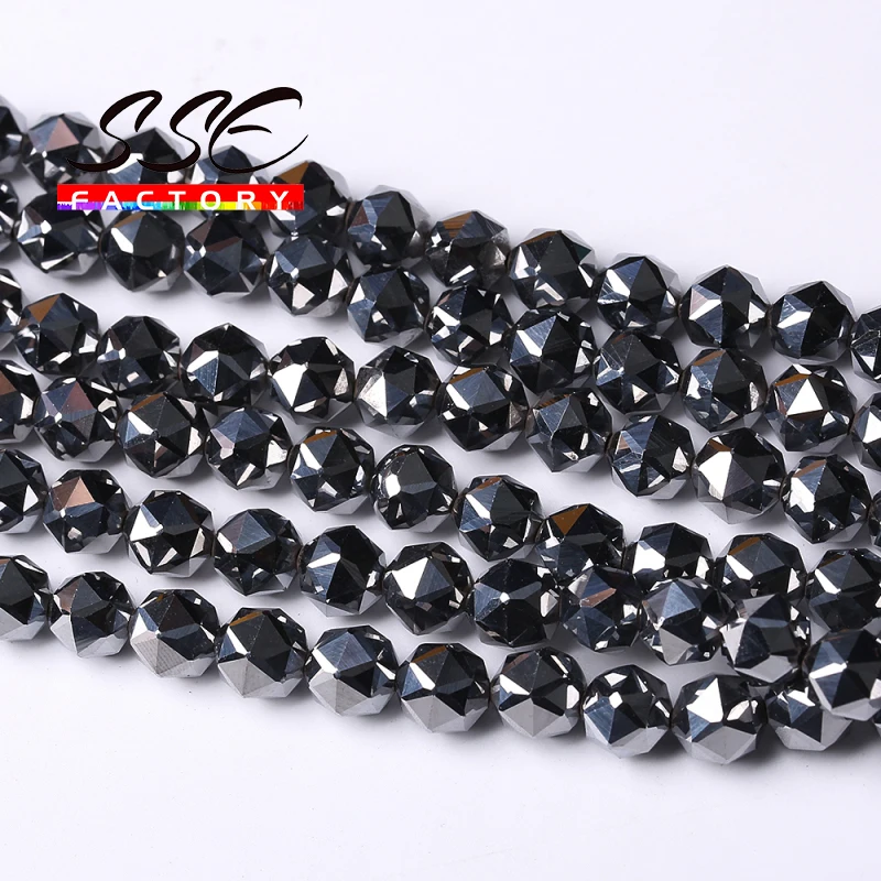 Faceted Terahertz round health energy loose stone beads for jewelry making DIY Bracelet Necklace Accessories 6 8 10mm 15