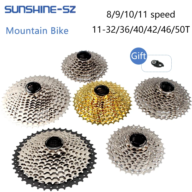 Sunshine Mtb Cassette 8v 9v 11v 12v 10v Bicycle Ratchet 12 11 10 9 Speed HG Mountain Bike Sprocket 32/36/40/42/46/50T Freewheel