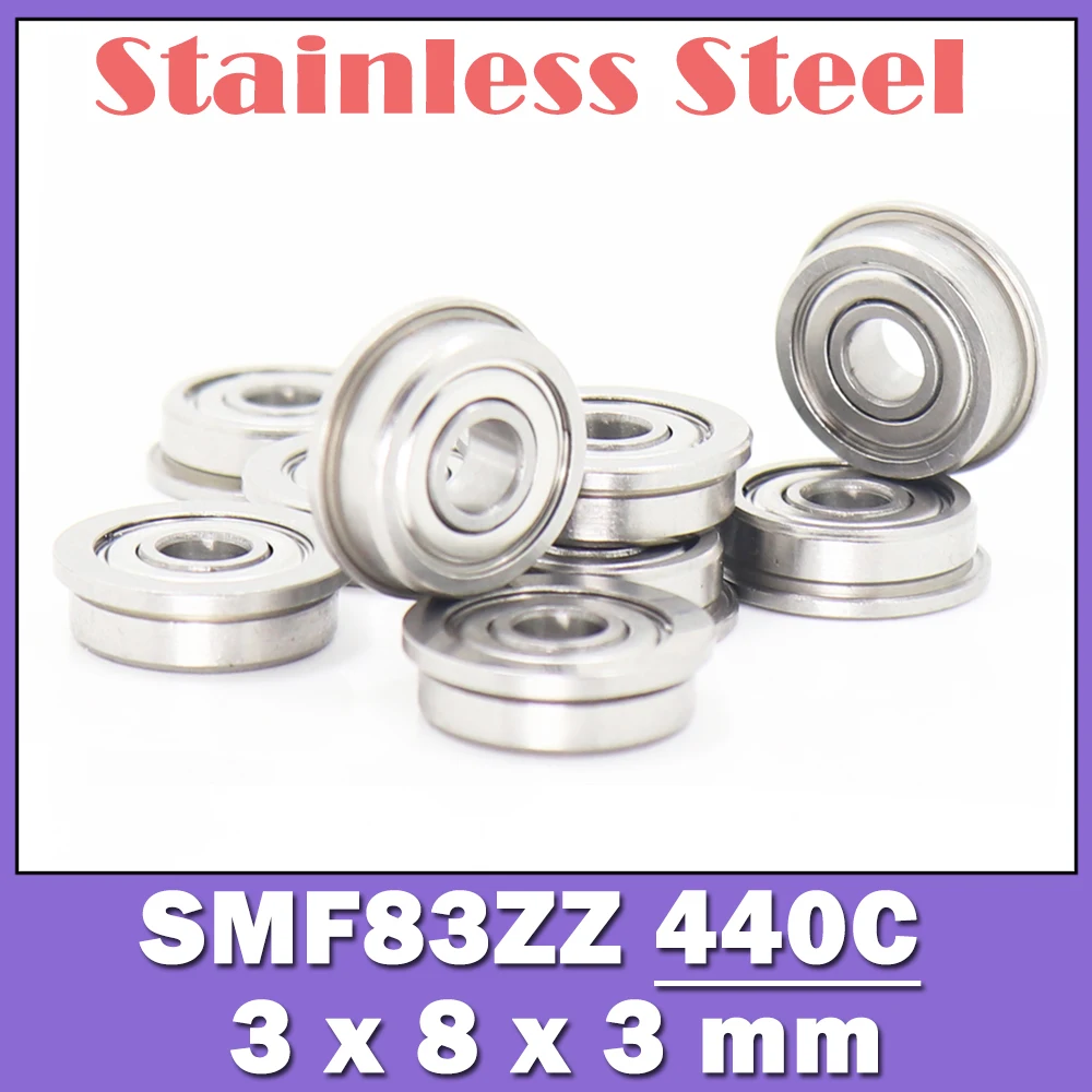 

SMF83ZZ Flange Bearing 3*8*3 mm ( 10 PCS ) Double Shielded Stainless Steel Flanged SMF83 Z ZZ Ball Bearings SMF83Z SMF83-2Z