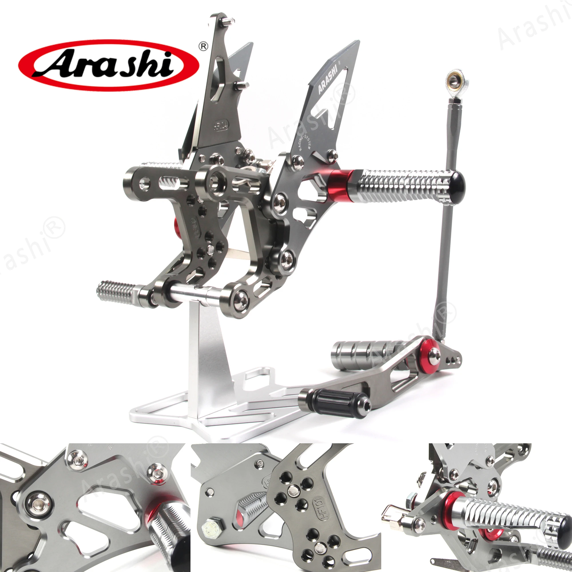 Arashi CNC Apoios para os pés ajustáveis para YAMAHA YZF R1 2009 2010 2011 2012 2013 2014 Apoio para os pés Rider Rearset Apoio para os pés